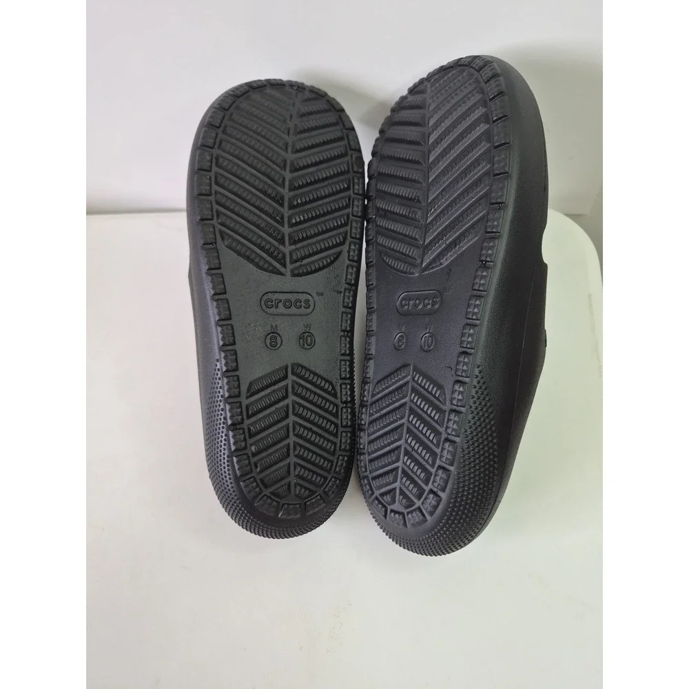 Crocs Black Slides Iconic Comfort Slip On Sandals Men 8 Women 10